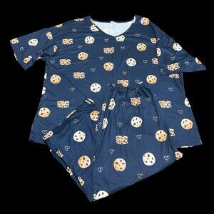 Navy Cookie Print Two Piece Pajama Set